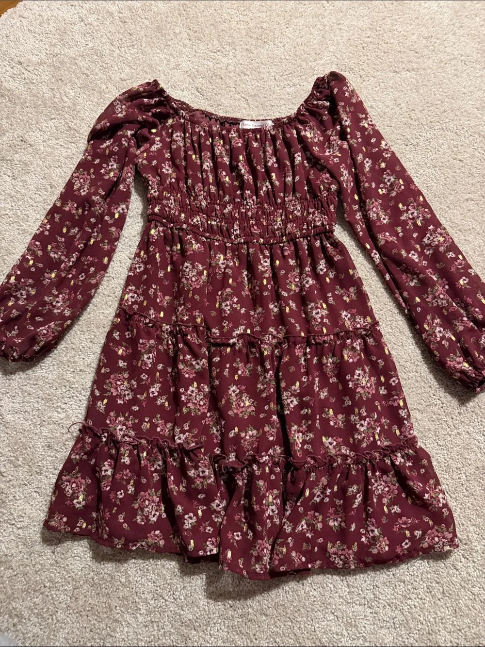 Girls Maroon flowy dress